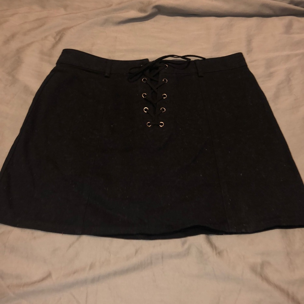 Black Lace-Up Skirt
